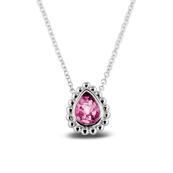 See You Memorial Ashes Tear Drop Silver Bubble Necklace (131S)