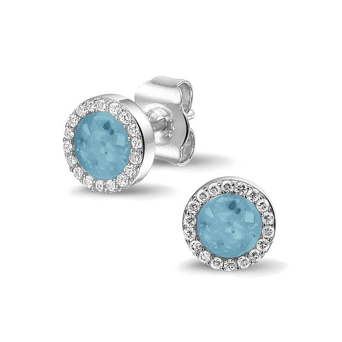 See You Memorial Ashes Round Zircon Stud Earrings (302SE)