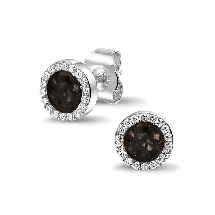 See You Memorial Ashes Round Zircon Stud Earrings (302SE)