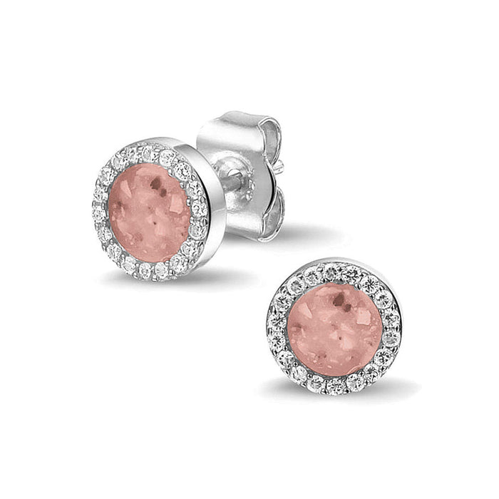 See You Memorial Ashes Round Zircon Stud Earrings (302SE)