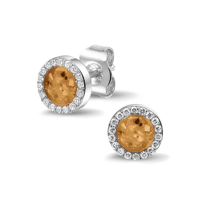 See You Memorial Ashes Round Zircon Stud Earrings (302SE)