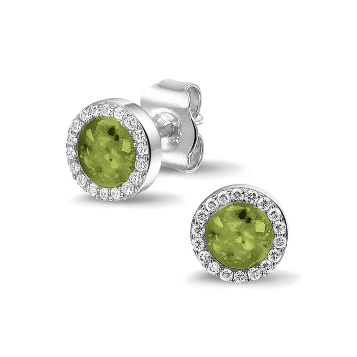 See You Memorial Ashes Round Zircon Stud Earrings (302SE)