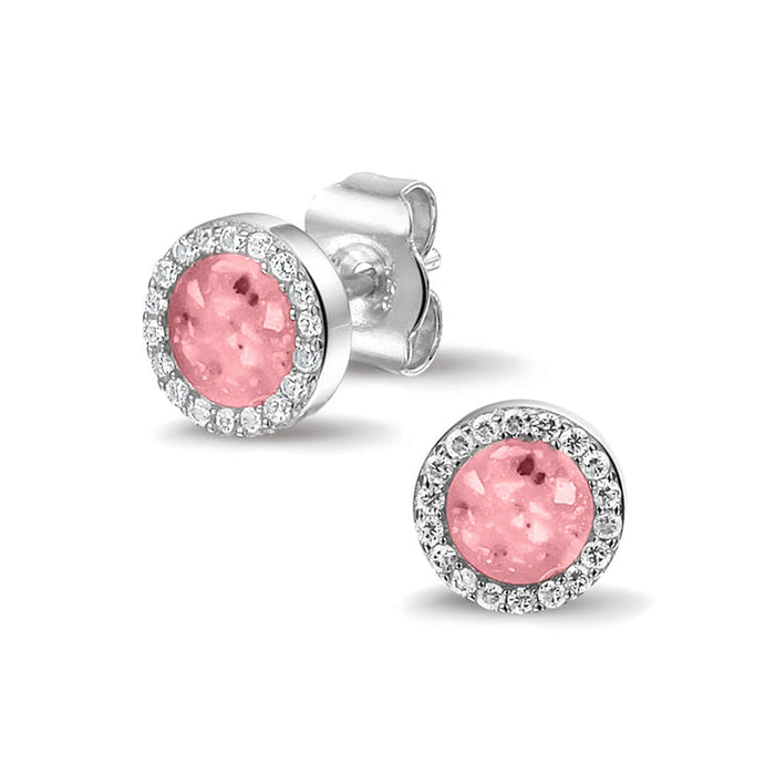 See You Memorial Ashes Round Zircon Stud Earrings (302SE)
