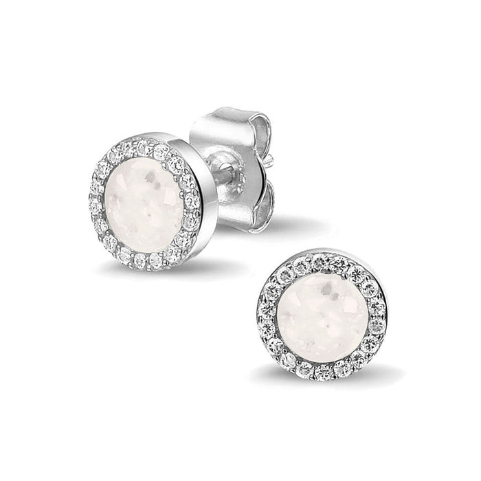 See You Memorial Ashes Round Zircon Stud Earrings (302SE)
