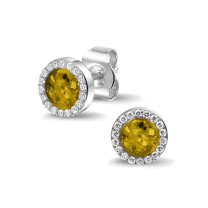 See You Memorial Ashes Round Zircon Stud Earrings (302SE)
