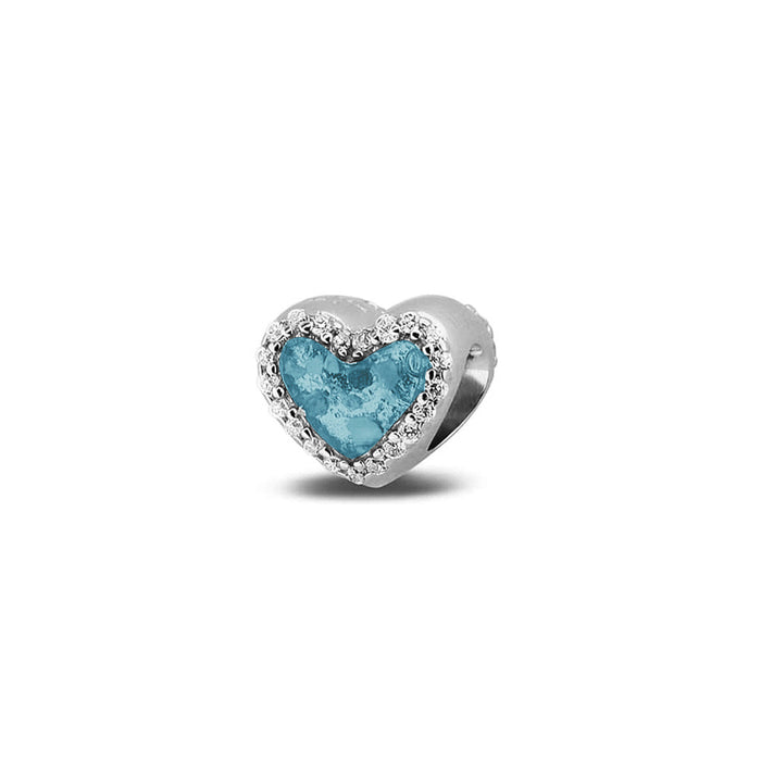 See You Memorial Ashes Silver Heart Charm with Zircons (803S)