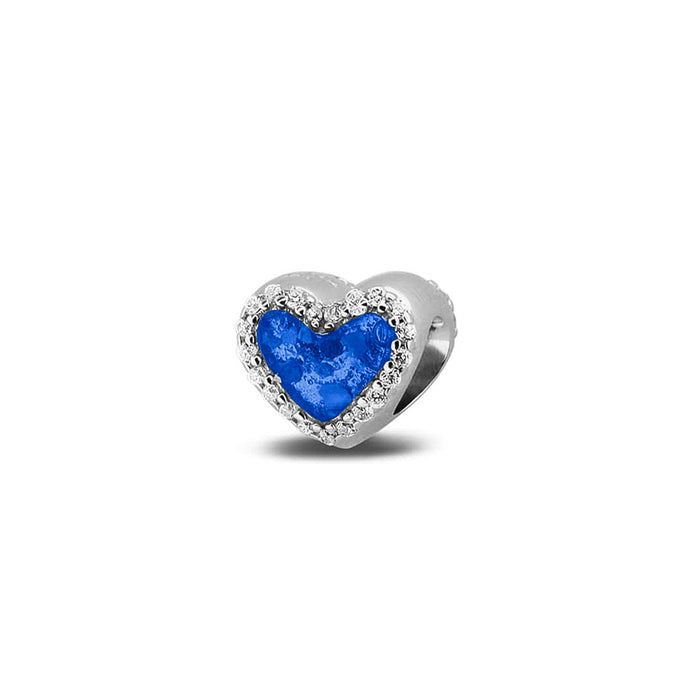 See You Memorial Ashes Silver Heart Charm with Zircons (803S)