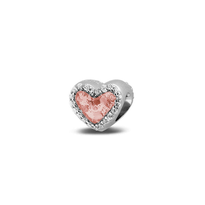 See You Memorial Ashes Silver Heart Charm with Zircons (803S)