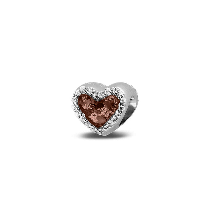 See You Memorial Ashes Silver Heart Charm with Zircons (803S)