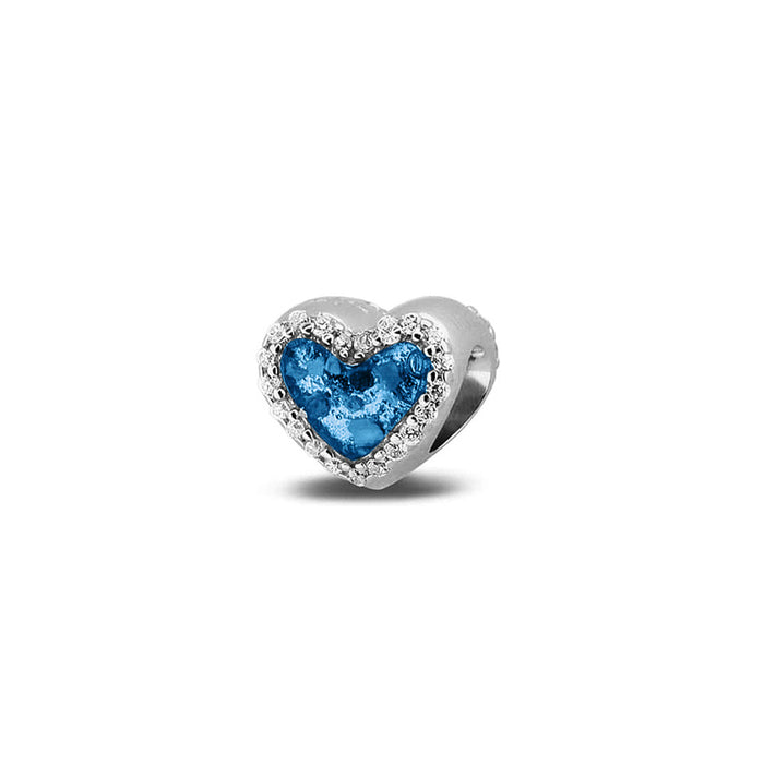 See You Memorial Ashes Silver Heart Charm with Zircons (803S)
