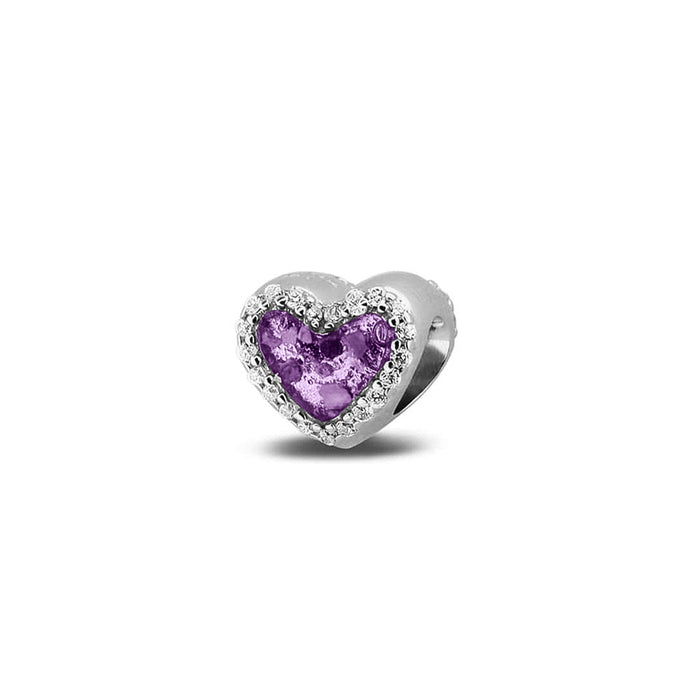 See You Memorial Ashes Silver Heart Charm with Zircons (803S)