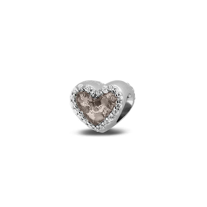 See You Memorial Ashes Silver Heart Charm with Zircons (803S)