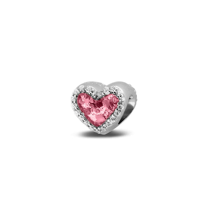 See You Memorial Ashes Silver Heart Charm with Zircons (803S)