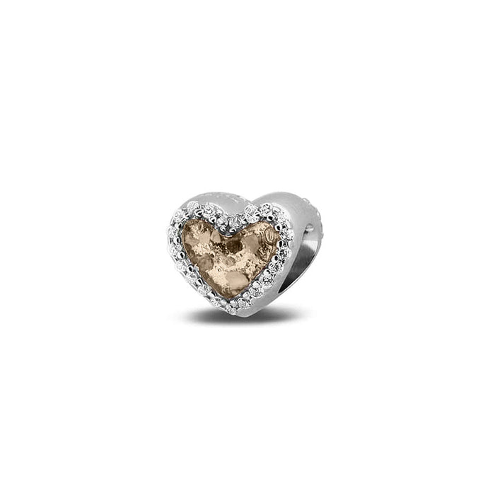 See You Memorial Ashes Silver Heart Charm with Zircons (803S)