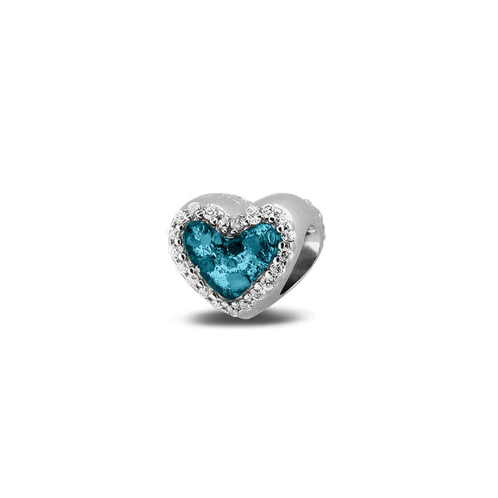 See You Memorial Ashes Silver Heart Charm with Zircons (803S)