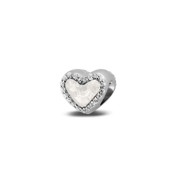 See You Memorial Ashes Silver Heart Charm with Zircons (803S)