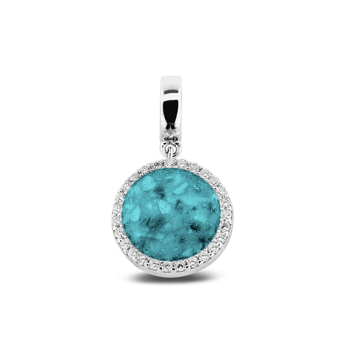 See You Memorial Ashes Silver Round Drop Charm with Zircon Surround (806 S)