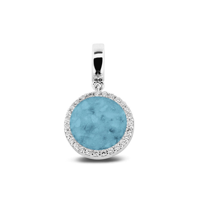 See You Memorial Ashes Silver Round Drop Charm with Zircon Surround (806 S)