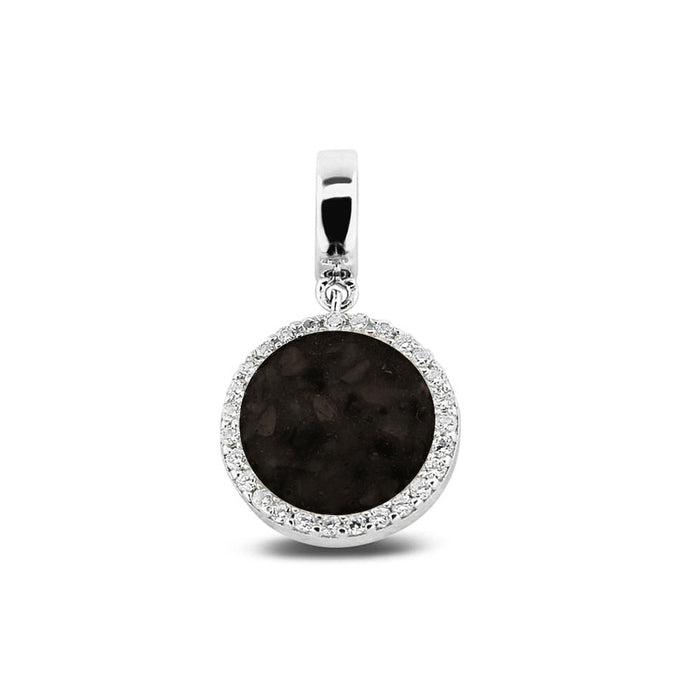 See You Memorial Ashes Silver Round Drop Charm with Zircon Surround (806 S)