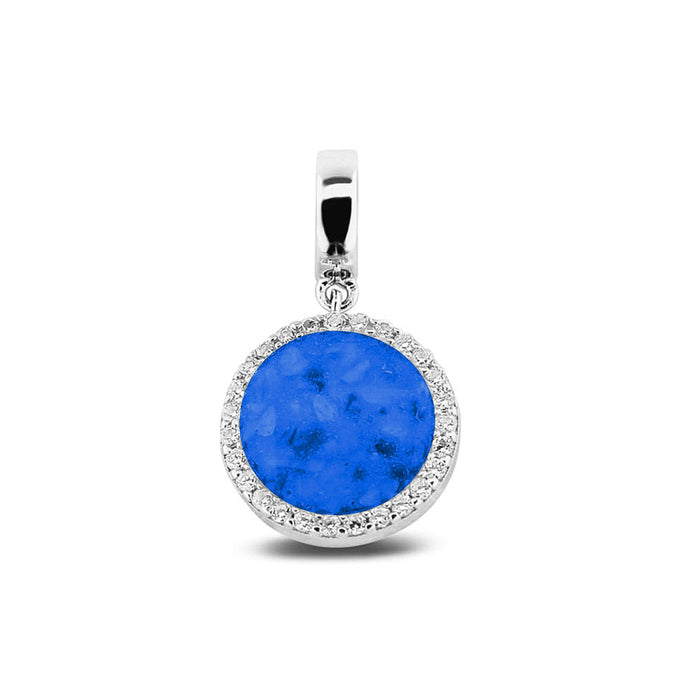 See You Memorial Ashes Silver Round Drop Charm with Zircon Surround (806 S)