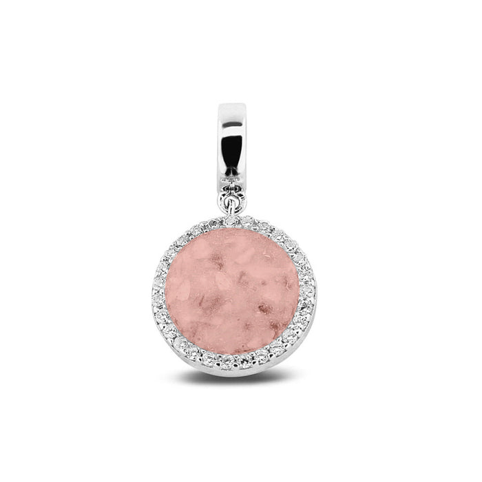 See You Memorial Ashes Silver Round Drop Charm with Zircon Surround (806 S)