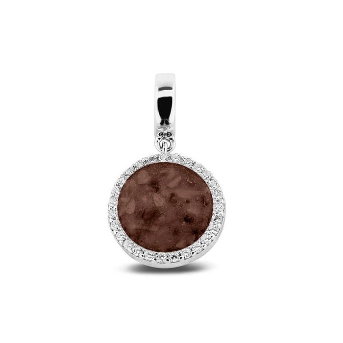 See You Memorial Ashes Silver Round Drop Charm with Zircon Surround (806 S)