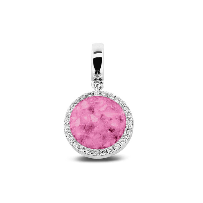 See You Memorial Ashes Silver Round Drop Charm with Zircon Surround (806 S)