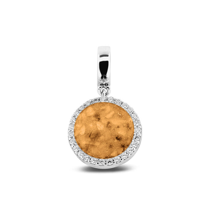 See You Memorial Ashes Silver Round Drop Charm with Zircon Surround (806 S)