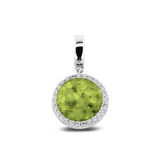 See You Memorial Ashes Silver Round Drop Charm with Zircon Surround (806 S)