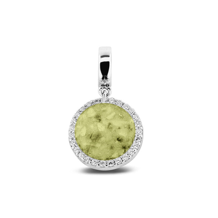 See You Memorial Ashes Silver Round Drop Charm with Zircon Surround (806 S)