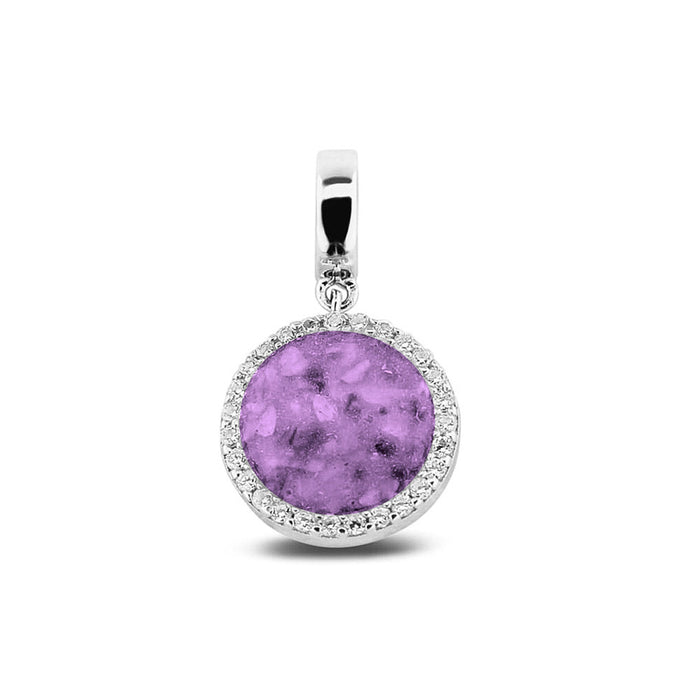 See You Memorial Ashes Silver Round Drop Charm with Zircon Surround (806 S)
