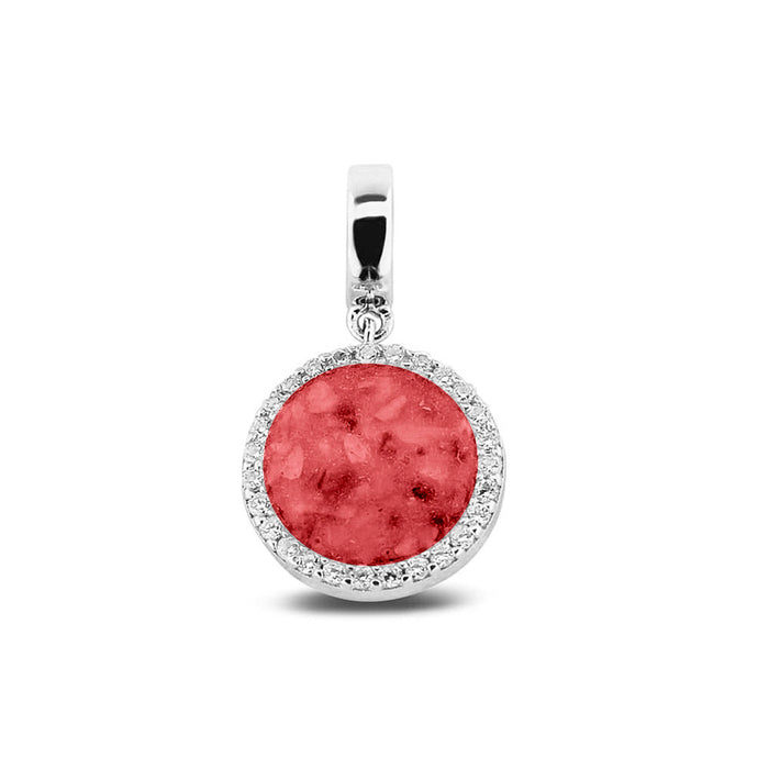 See You Memorial Ashes Silver Round Drop Charm with Zircon Surround (806 S)