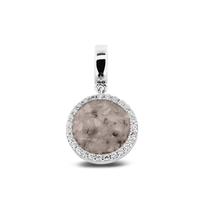 See You Memorial Ashes Silver Round Drop Charm with Zircon Surround (806 S)