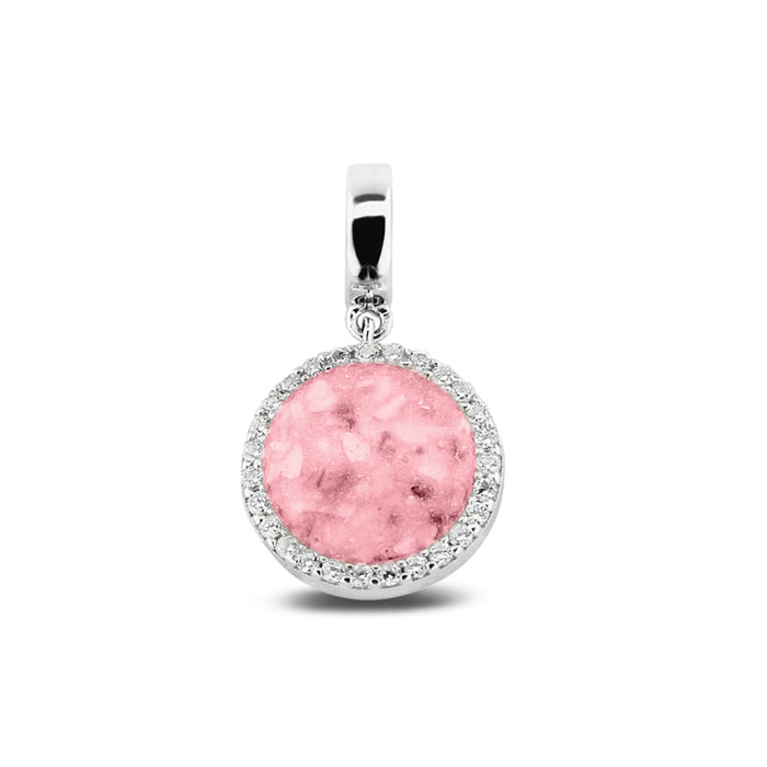 See You Memorial Ashes Silver Round Drop Charm with Zircon Surround (806 S)