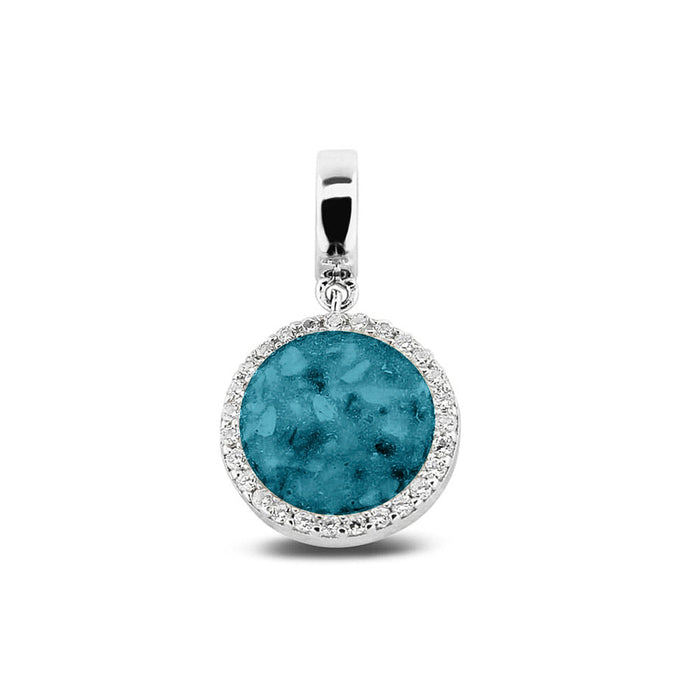 See You Memorial Ashes Silver Round Drop Charm with Zircon Surround (806 S)