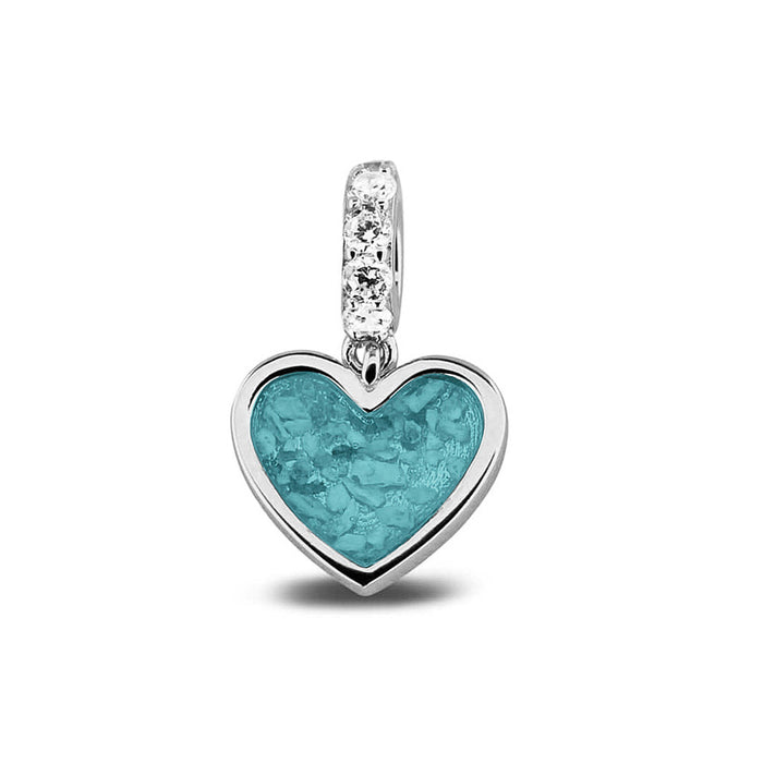 See You Memorial Ashes Silver Heart Drop Charm with Zircon Eye (807S)