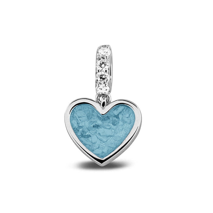 See You Memorial Ashes Silver Heart Drop Charm with Zircon Eye (807S)