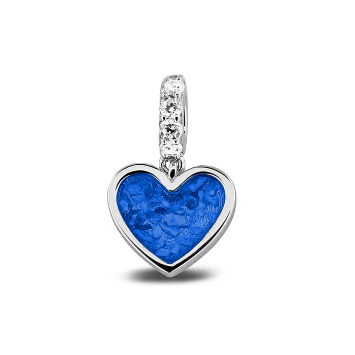 See You Memorial Ashes Silver Heart Drop Charm with Zircon Eye (807S)