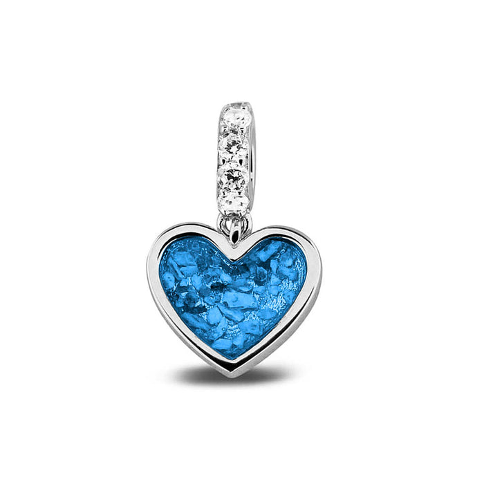 See You Memorial Ashes Silver Heart Drop Charm with Zircon Eye (807S)