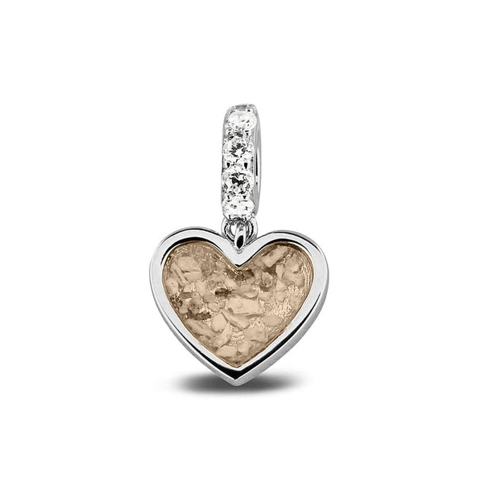 See You Memorial Ashes Silver Heart Drop Charm with Zircon Eye (807S)