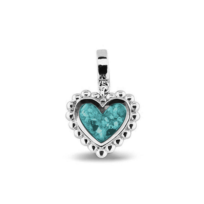 See You Memorial Ashes Silver Heart Drop Charm with Decorative Edge (809S)