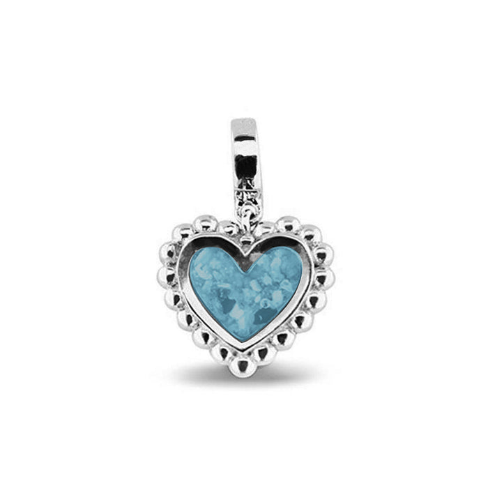 See You Memorial Ashes Silver Heart Drop Charm with Decorative Edge (809S)