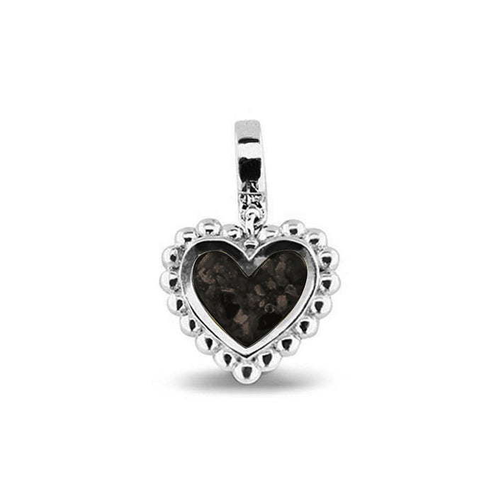 See You Memorial Ashes Silver Heart Drop Charm with Decorative Edge (809S)
