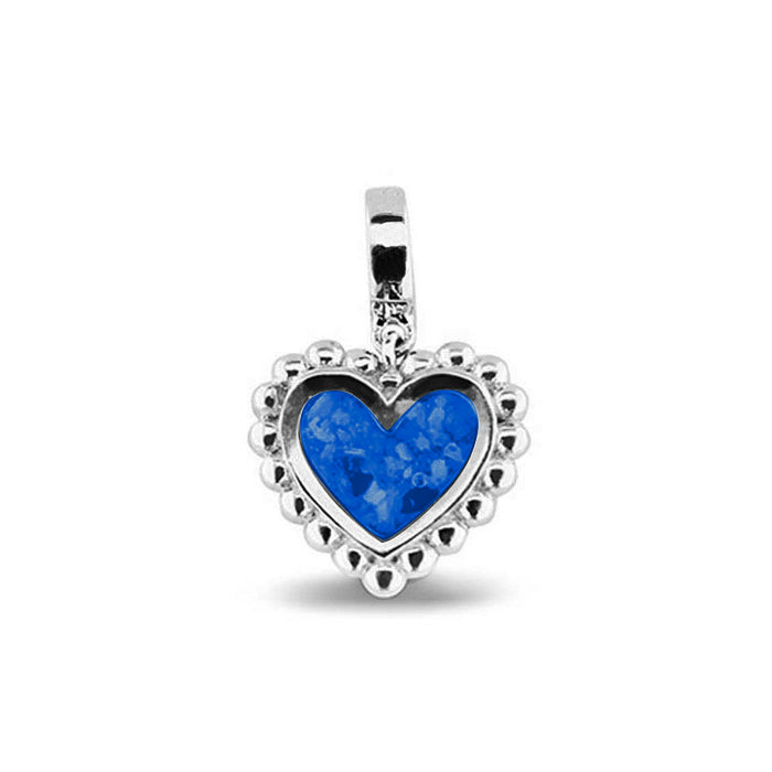 See You Memorial Ashes Silver Heart Drop Charm with Decorative Edge (809S)