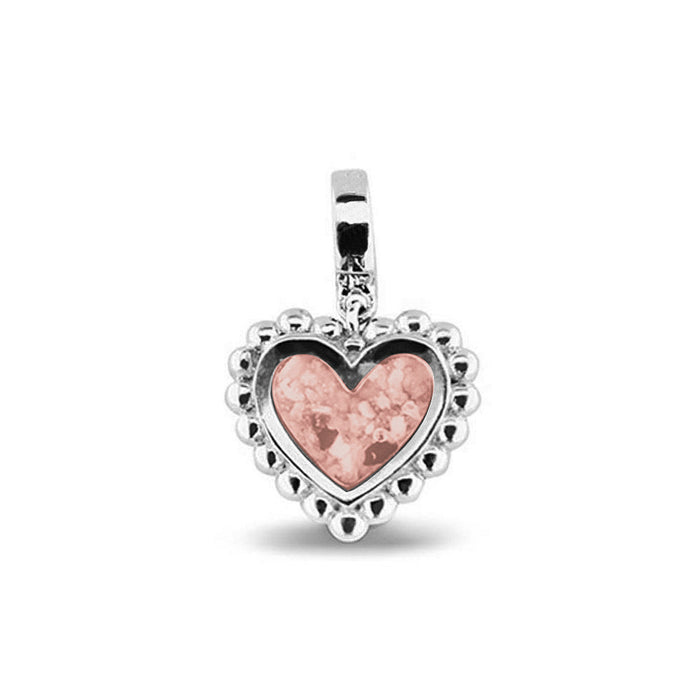 See You Memorial Ashes Silver Heart Drop Charm with Decorative Edge (809S)