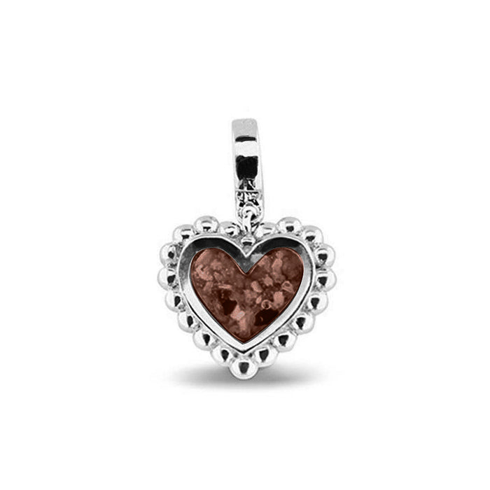 See You Memorial Ashes Silver Heart Drop Charm with Decorative Edge (809S)