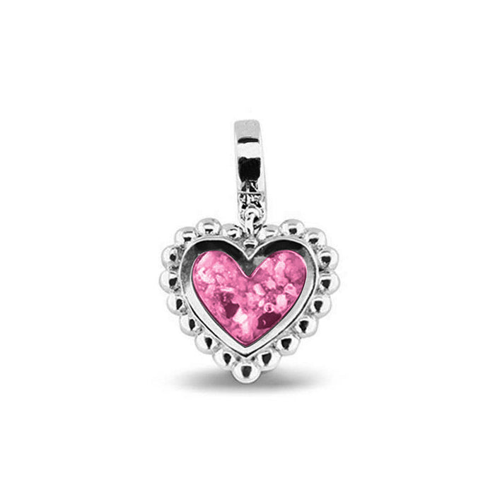 See You Memorial Ashes Silver Heart Drop Charm with Decorative Edge (809S)