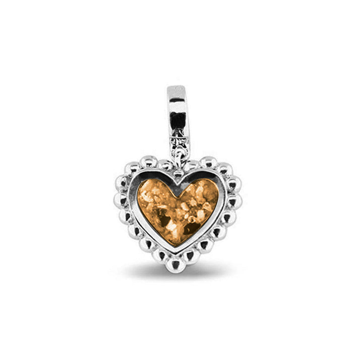 See You Memorial Ashes Silver Heart Drop Charm with Decorative Edge (809S)