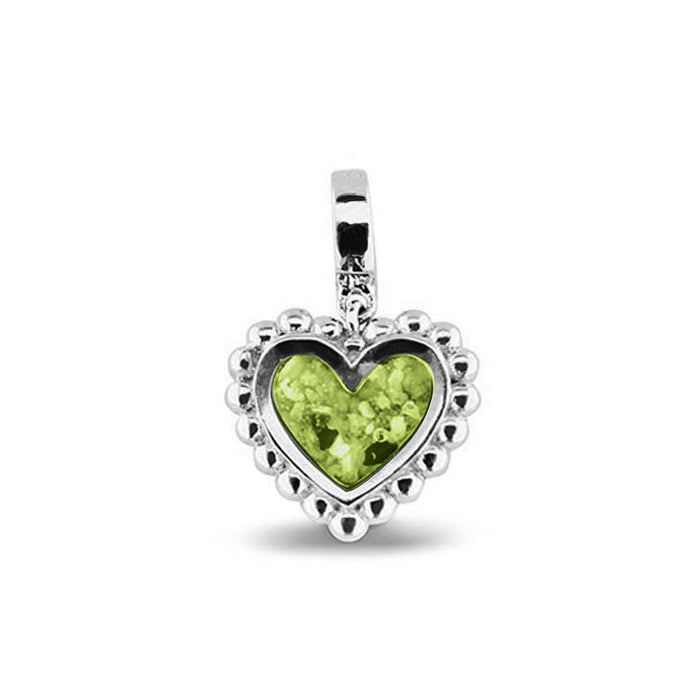 See You Memorial Ashes Silver Heart Drop Charm with Decorative Edge (809S)