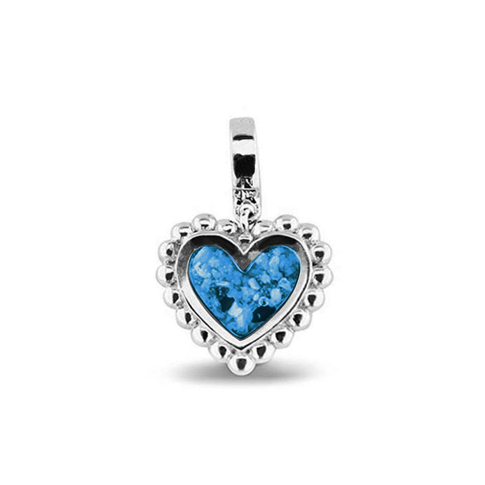 See You Memorial Ashes Silver Heart Drop Charm with Decorative Edge (809S)